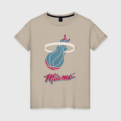 Футболка хлопковая женская Miami Heat, цвет: миндальный