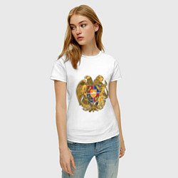 Футболка хлопковая женская Герб Армении Символика, цвет: белый — фото 2