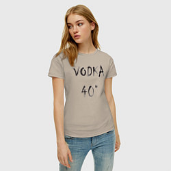 Футболка хлопковая женская Vodka 40, цвет: миндальный — фото 2