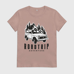 Футболка хлопковая женская Niva roadtrip, цвет: пыльно-розовый
