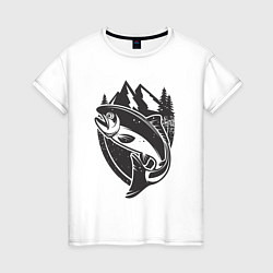 Женская футболка Рыбалка на лосося