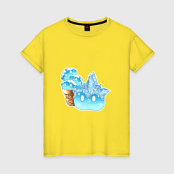 Футболка хлопковая женская Мороженко-слайм, цвет: желтый