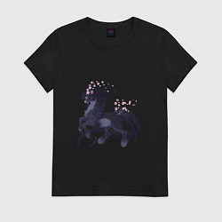 Футболка хлопковая женская Зверь весны, цвет: черный