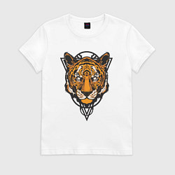 Футболка хлопковая женская Tiger Style, цвет: белый