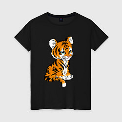 Футболка хлопковая женская Little Tiger, цвет: черный