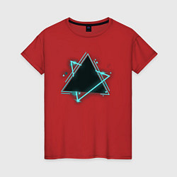 Футболка хлопковая женская Треугольник неон, цвет: красный
