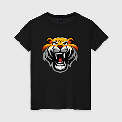 Футболка хлопковая женская Power Tiger, цвет: черный