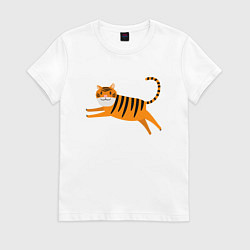 Футболка хлопковая женская Jumping Tiger, цвет: белый