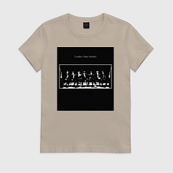 Футболка хлопковая женская BTS Louder that bombs, цвет: миндальный