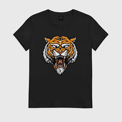 Футболка хлопковая женская Ghost Tiger, цвет: черный