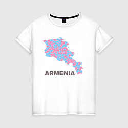 Футболка хлопковая женская Люблю Армению, цвет: белый