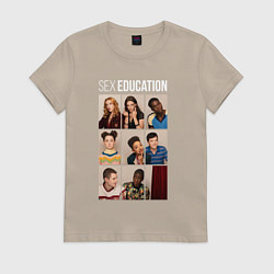 Футболка хлопковая женская Половое Воспитание Отис, Мэйв и другие, цвет: миндальный