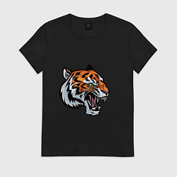 Футболка хлопковая женская Face Tiger, цвет: черный
