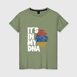 Футболка хлопковая женская ДНК - Армения, цвет: авокадо