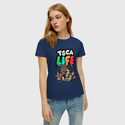 Футболка хлопковая женская Toca Life, цвет: тёмно-синий — фото 2