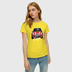 Футболка хлопковая женская Авто Mini Cooper, цвет: желтый — фото 2
