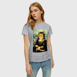 Футболка хлопковая женская Мона киса, цвет: меланж — фото 2