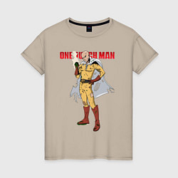 Женская футболка Сайтама в ободранном костюме One Punch-Man