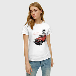 Футболка хлопковая женская Toyota Land Cruiser Retro, цвет: белый — фото 2
