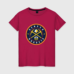 Футболка хлопковая женская Денвер Наггетс логотип, цвет: маджента