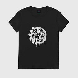Футболка хлопковая женская Blink 182, логотип, цвет: черный