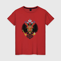 Футболка хлопковая женская Черный орел Российской империи, цвет: красный