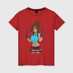 Футболка хлопковая женская Lara Croft Tomb Raider, цвет: красный