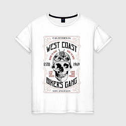 Футболка хлопковая женская West Coast Bikers Gang, цвет: белый