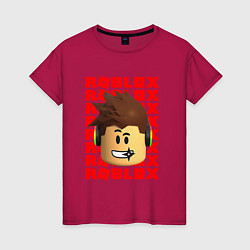 Женская футболка ROBLOX RED LOGO LEGO FACE