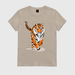 Футболка хлопковая женская Властный хозяин джунглей, цвет: миндальный