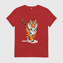 Футболка хлопковая женская Властный хозяин джунглей, цвет: красный