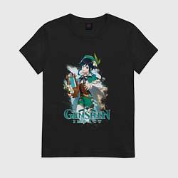 Футболка хлопковая женская Венти Venti Genshin Impact, цвет: черный