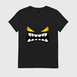 Футболка хлопковая женская Geometry Dash: Demon Face, цвет: черный