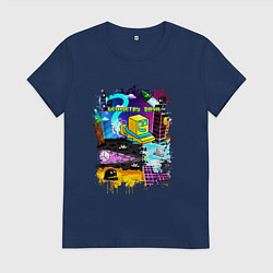 Футболка хлопковая женская Geometry Dash: Pixel Logo, цвет: тёмно-синий