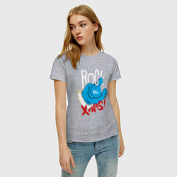 Футболка хлопковая женская Blue mittens Rock this xmas, цвет: меланж — фото 2