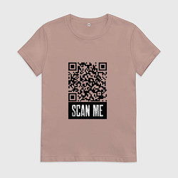 Футболка хлопковая женская QR Scan, цвет: пыльно-розовый