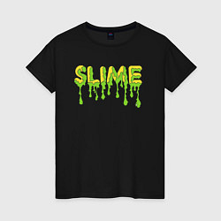 Футболка хлопковая женская SLIME!, цвет: черный