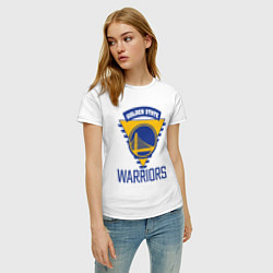 Футболка хлопковая женская Golden State Warriors Голден Стейт НБА, цвет: белый — фото 2
