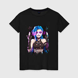 Футболка хлопковая женская JINX SHOOT ARCANE LOL, цвет: черный