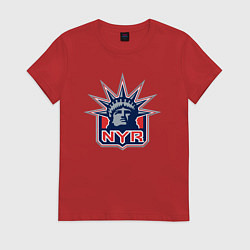 Футболка хлопковая женская Нью Йорк Рейнджерс New York Rangers, цвет: красный