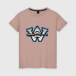 Футболка хлопковая женская Wilmington sharks - baseball team, цвет: пыльно-розовый