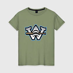 Футболка хлопковая женская Wilmington sharks - baseball team, цвет: авокадо