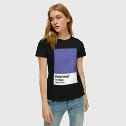 Футболка хлопковая женская Цвет Pantone 2022 года - Very Peri, цвет: черный — фото 2