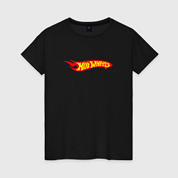 Футболка хлопковая женская Hot Wheels Big Fire Logo, цвет: черный