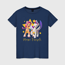 Футболка хлопковая женская Magic Pony Friends, цвет: тёмно-синий