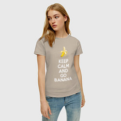 Футболка хлопковая женская Keep calm and go banana, цвет: миндальный — фото 2