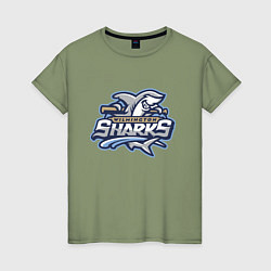 Футболка хлопковая женская Wilmington sharks -baseball team, цвет: авокадо