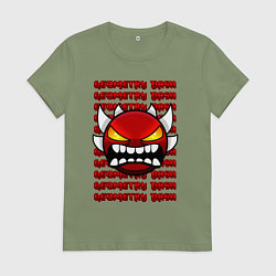 Футболка хлопковая женская GEOMETRY DASH КРАСНЫЙ ОГНЕННЫЙ ДЕМОН, цвет: авокадо
