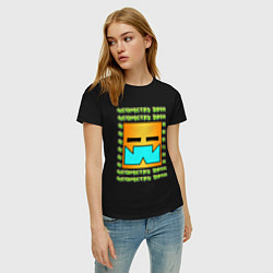 Футболка хлопковая женская GEOMETRY DASH КЛАССИКА УРОВЕНЬ, цвет: черный — фото 2