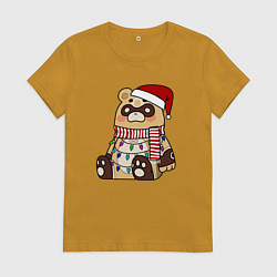 Футболка хлопковая женская ГОБА БОГ ОЧАГА НОВОГОДНИЙ, цвет: горчичный